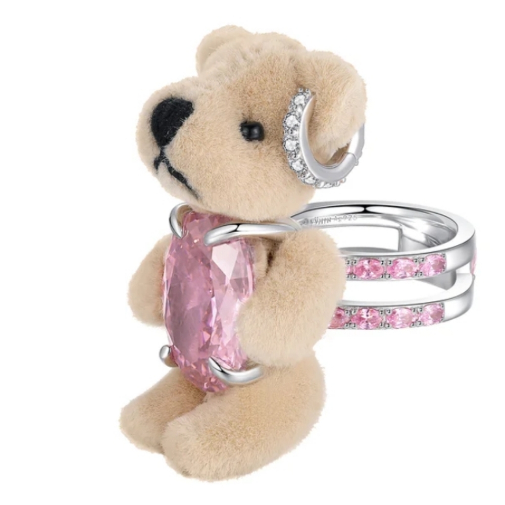 Anime Rhinestone teddy bear ring size 7
